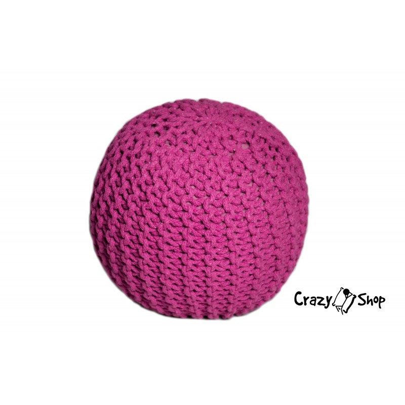 Pletený puf CRAZYSHOP SOLID Mini, ružový (ručne pletený)