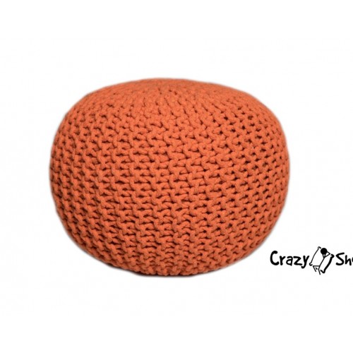 Pletený puf CRAZYSHOP SOLID, oranžová (ručně pletený)